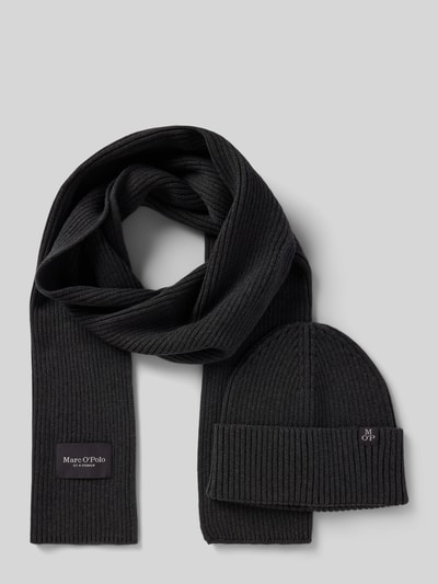 Marc O'Polo Mütze und Schal im Set aus reiner Baumwolle Anthrazit 1