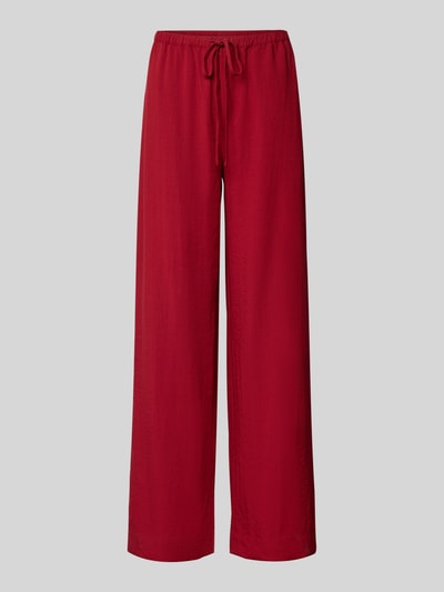 Produktfoto, Stoffhose aus Viskose-Mix mit Tunnelzug Modell 'Daria' von MSCH Copenhagen, czerwony, luźny krój relaxed fit, elastyczny pas, szerokość w rozmiarze S: 39 cm, długość nogawki od wewnątrz w rozmiarze S: 78 cm, tekstura gładka