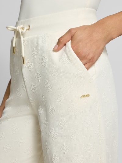 Guess Activewear Wide leg sweatbroek met structuurmotief, model 'PEONY' Offwhite - 3