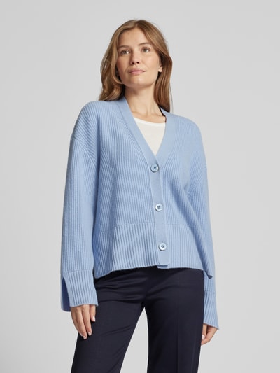 Marc Cain Wollen cardigan met V-hals Lichtblauw - 4