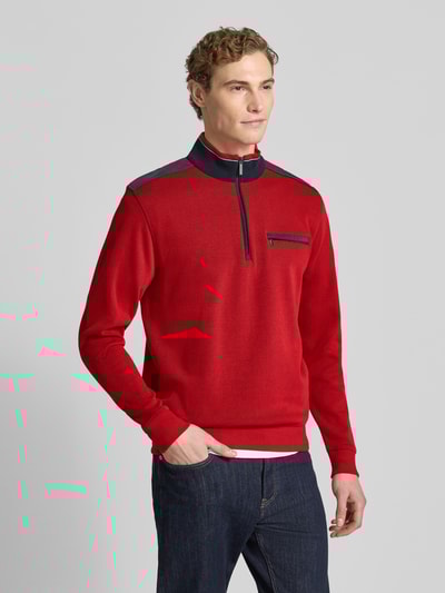 bugatti Sweatshirt met opstaande kraag, model 'Selanik' Rood - 4