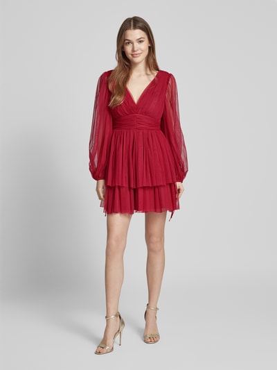 Jake*s Cocktail Cocktailkleid im Stufen-Look mit V-Ausschnitt Fuchsia 1