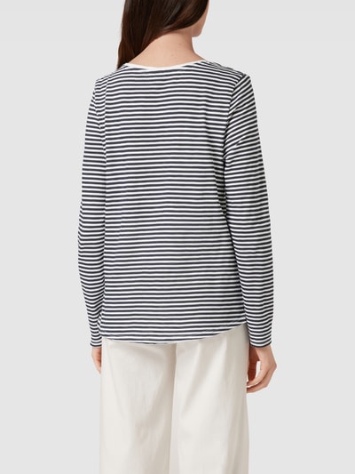 s.Oliver RED LABEL Shirt met lange mouwen en streepmotief, model 'Slub' Marineblauw - 5