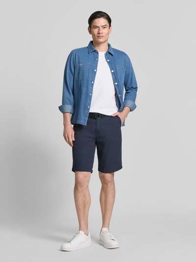 Petrol Regular Fit Chino Shorts mit Gürtel und Eingrifftaschen Marine 1