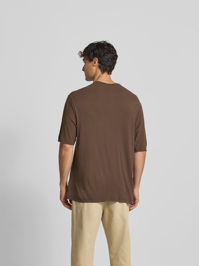 Officine Générale Regular Fit T-Shirt aus Lyocell-Mix Mittelbraun 5