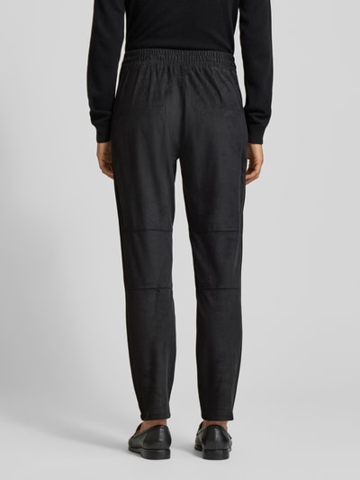 s.Oliver BLACK LABEL Tapered broek in leerlook met tunnelkoord Antraciet - 5