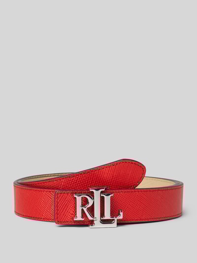 Lauren Ralph Lauren Pasek skórzany z fakturowanym wzorem Czerwony 1