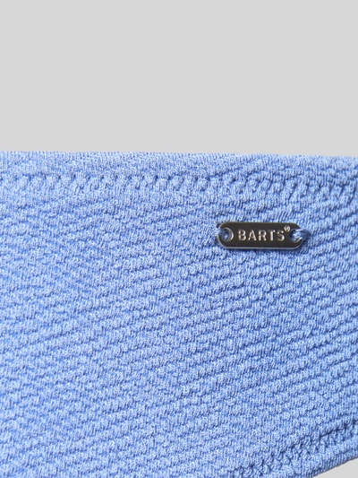 Produktfoto, Struktur-Oberfläche in Blau mit silbernem Label-Detail am Bikini-Slip mit Label-Detail Modell 'Saltoty' von Barts, Damen, Material-Mix mit Stretch-Anteil, High Leg Fit