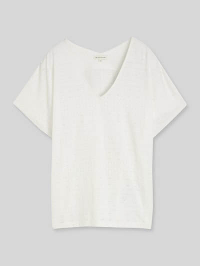 Tom Tailor Loose Fit T-Shirt mit Lochmuster Offwhite 2