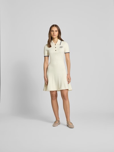 Self-Portrait Knielanges Kleid mit Polokragen Ecru 1