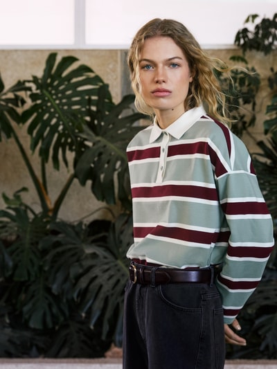 JAKE*S STUDIO WOMAN Shirt met lange mouwen, polokraag en knoopsluiting Lindegroen - 6