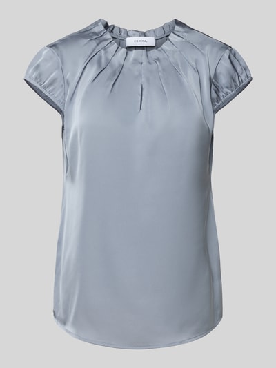 comma Blouseshirt met ronde hals en plooien Rookblauw - 2