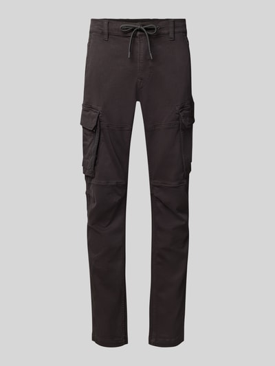 Productfoto, Cargohose met klepzakken model 'EXPEDIZOR' van PME Legend, skinny fit, donkergrijs, knoop- en ritssluiting, riem met koord, zij-insteekzakken, klittenband en ritssluiting op de klepzakken, paspelzakken achter, bandwijdte maat 32/32: 43 cm, binnenbeenlengte 82 cm