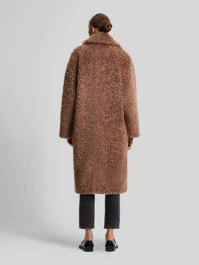 HUGO Oversized Fit Teddy- / Webpelzmantel mit Reverskragen Modell 'Malite-1' Beige 5