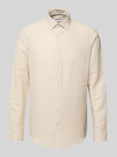 Jake*s Slim Fit Freizeithemd aus Leinen-Baumwoll-Mix Sand 2