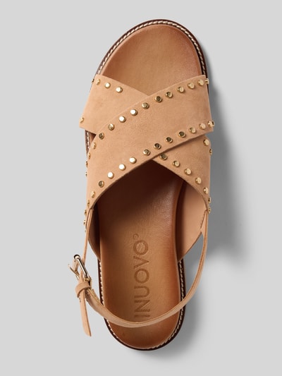 INUOVO Sandalen aus echtem Leder mit Nietenbesatz Beige 3