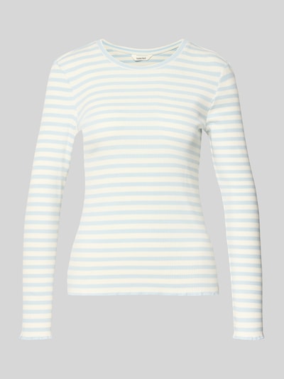 Produktfoto, Slim Fit Langarmshirt aus Bio-Baumwoll-Mix Modell 'ANNA' von Selected Femme, wzór w paski, wielokolorowy, okrągły dekolt, materiał prążkowany
