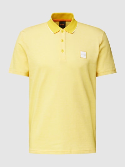 BOSS Orange Slim fit poloshirt met labelpatch, model 'Oxford' Geel - 2