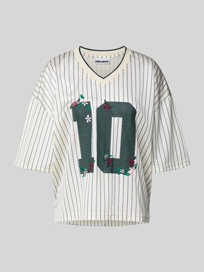 Review Relaxed fit T-shirt met V-hals Offwhite - 2