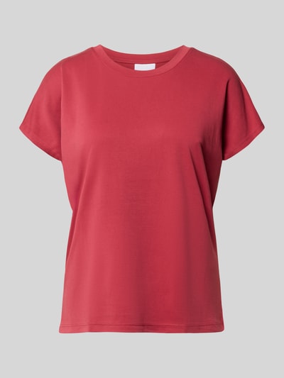 Produktfoto, T-Shirt aus Modal-Mix mit Rundhalsausschnitt von Jake*s Collection in Rot, Regular-Fit, glatte Textur, Damen T-Shirt, Rückenlänge 58 cm bei Größe S.