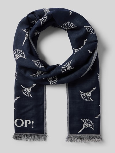 JOOP! Collection Sjaal met labeldetails, model 'Feris' Marineblauw - 1