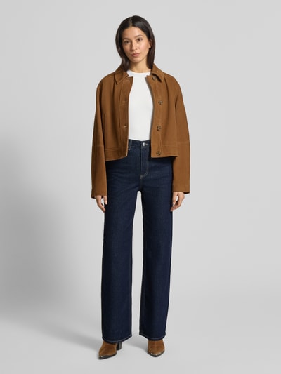 VERO MODA Jeansy z szerokimi nogawkami z mieszanki bawełny model „TESSA” Ciemnoniebieski 1