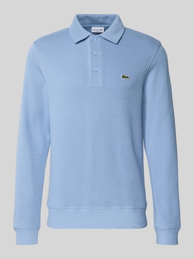 Produktfoto, Regular Fit Sweatshirt aus reiner Baumwolle von Lacoste in hellblau, unifarben, mit Polokragen, Logo-Stitching, Rippstruktur