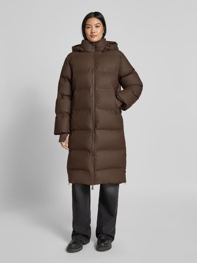 Neo Noir Steppmantel mit Kapuze Modell 'Viviana' Dunkelbraun 4