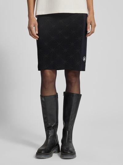Marc Cain Spódnica z mieszanki wiskozy z aplikacją z logo Czarny 4