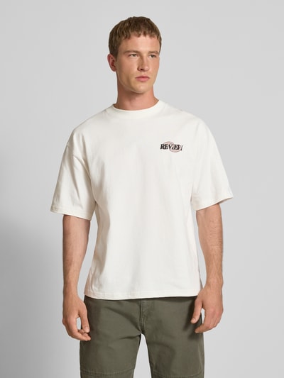 REVIEW Oversized T-shirt met labelprint en ronde hals Offwhite - 4
