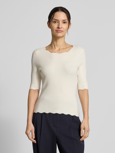 Christian Berg Woman Strickshirt aus Viskose-Mix mit Rüschenkragen Offwhite 4