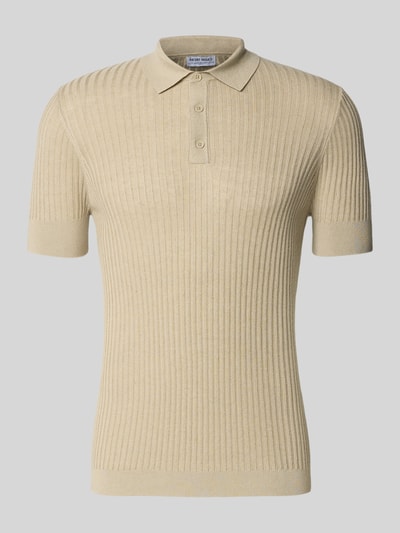 Produktfoto, Slim Fit Poloshirt aus Viskose-Mix von Antony Morato in Beige mit Polokragen, Strick-Optik und kurzärmeligem Design