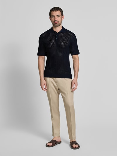 Jack & Jones Premium Poloshirt mit Strukturmuster Modell 'JOEL' Dunkelblau 1