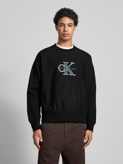 Calvin Klein Jeans Oversized Fit Sweatshirt mit Logo-Stitching Modell 'Premium' Black 4