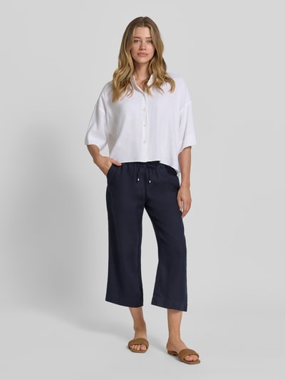 TONI Wide leg capribroek van linnen model 'PIA' Donkerblauw - 1