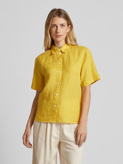 Seidensticker Linnen blouse met 1/2-mouwen, model 'Washer!' Geel - 4