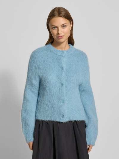 Someday Gebreid jack met knoopsluiting, model 'Tamanah' IJsblauw - 4