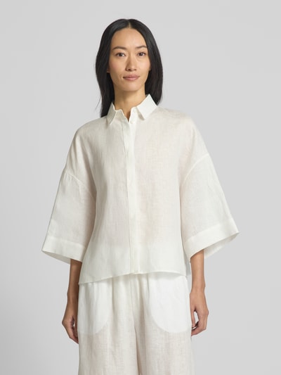 MM Relaxed fit linnen blouse met overhemdkraag, model 'MIRANO' Offwhite - 4