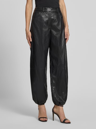 Jake*s Casual High Waist Lederhose in glänzender Optik Black 4