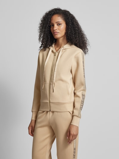 Guess Sweatjacke mit Label-Details Taupe 4