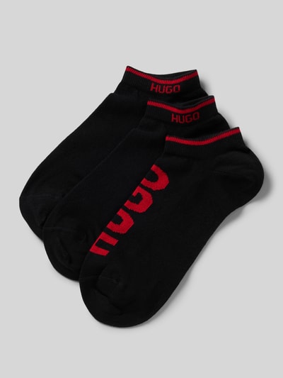 HUGO Skarpety do sneakersów z nadrukiem z logo w zestaw 3 szt. Czarny 1
