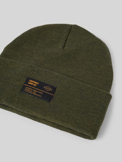 Superdry Beanie met labelpatch, model 'WORKWEAR' Olijfgroen - 2