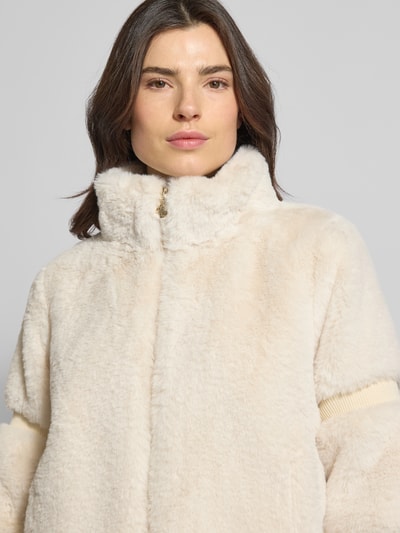 GUESS Jacke mit Teddyfell und gerippten Abschlüssen Offwhite 3