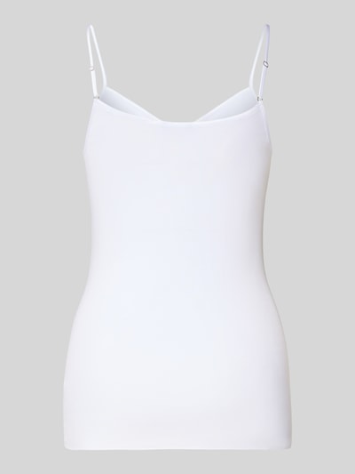 Produktfoto, Slim Fit Unterhemd mit Spaghettiträgern von Hanro, Damen Unterhemd aus reiner Baumwolle, V-Ausschnitt, weiße glatte Oberfläche