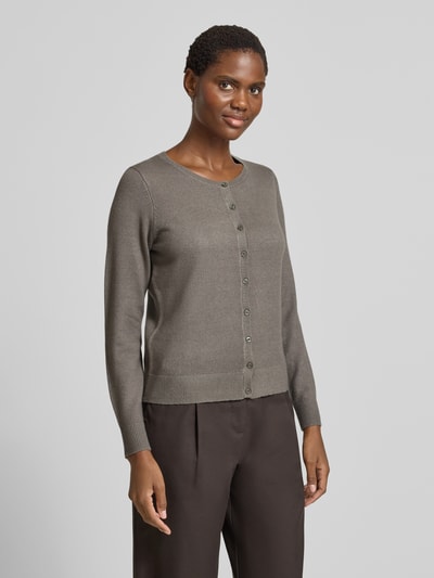 Christian Berg Woman Vest met knoopsluiting Olijfgroen gemêleerd - 4