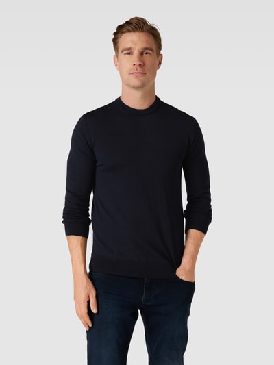 Scotch & Soda Gebreide pullover met labelstitching Marineblauw - 4