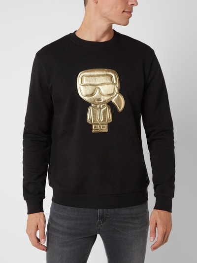 Karl Lagerfeld Sweatshirt mit Logo in Metallic-Optik  Black 4