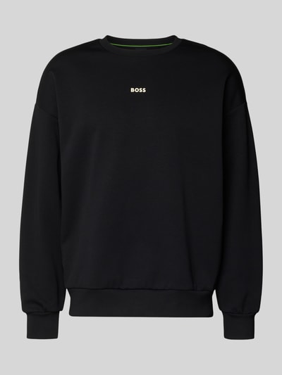 Produktfoto, Regular Fit Bluza z bawełny z dodatkiem streczu Model 'STENSON' od BOSS Green, efekt: jednolity kolor, napis z logo, okrągły dekolt, długi rękaw, elastyczne wykończenia, dzianina dresowa.