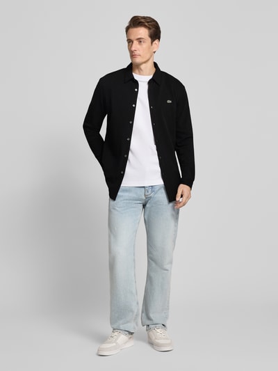 Lacoste Koszula casualowa o kroju slim fit z fakturą Czarny 1