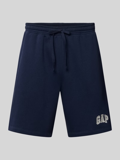 Produktfoto, dunkelblaue Sweatshorts mit elastischem Bund von GAP aus Baumwoll-Mix, Relaxed-Fit, Logo, Bundweite 41 cm, Innenbeinlänge 20 cm
